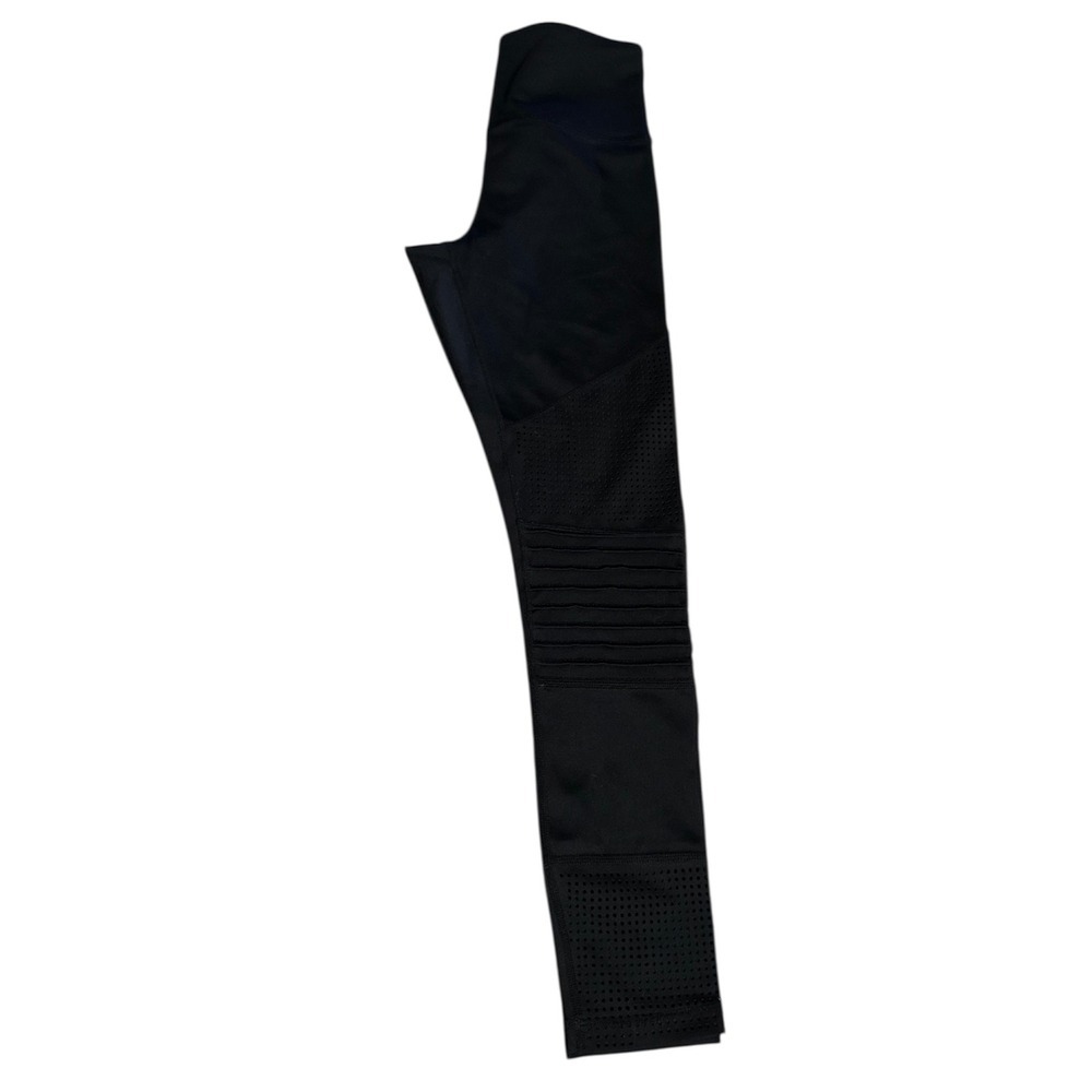 Zyia Active Black Moto Ribbed Womens Size 2 High Waisted Leggings